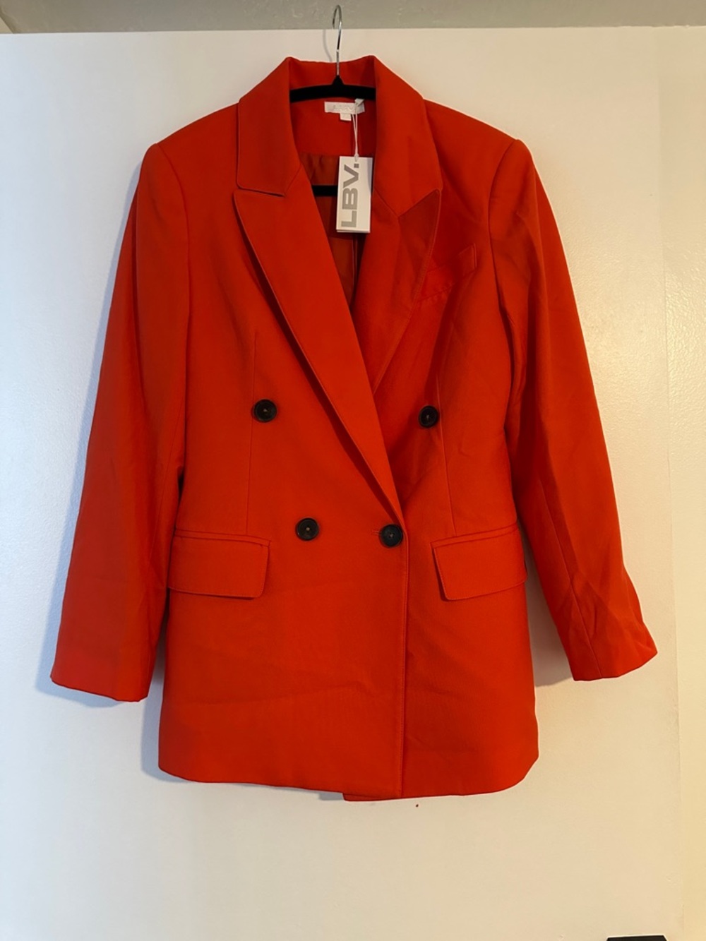 Red Double-Breasted Tailored Blazer